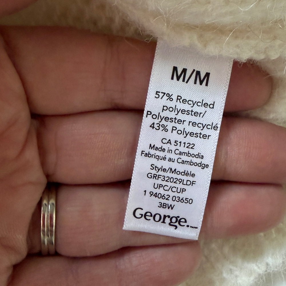 George Womens Nordic Fair Isle Mock Turtleneck Sweater Size M White Soft Stretch - Picture 6 of 7